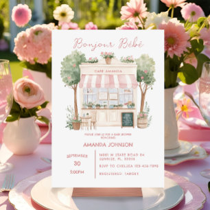 Parijse Cafe Afternoon Baby shower Kaart