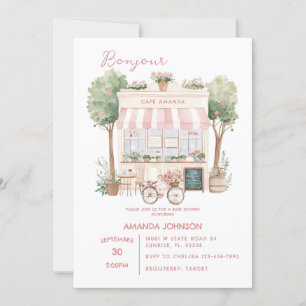 Parijse Cafe Afternoon Baby shower Kaart