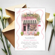Parijse Café Bonjour Bebe Roze Strik Baby Shower
