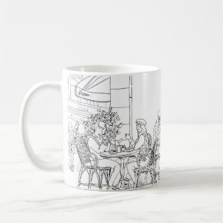 Parijse Café Lijn Kunst Minimalistische Mok