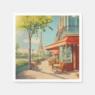 Parijse Café met Eiffel Uitzicht Servet