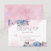 Parijse Charm Roze Bloemenbruiloft RSVP Reactie Kaartje (Voorkant / Achterkant)