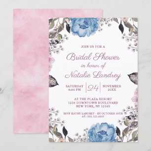 Parijse charme blauw bloemenbruiloft Vrijgezellenf Kaart