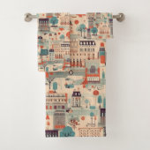 Parijse Dag - beige, groen en rood Bad Handdoek (Insitu)