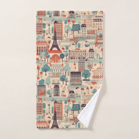 Parijse Dag - beige, groen en rood Bad Handdoek (Handdoek)