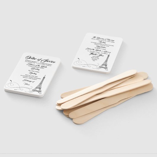 Parijse Doodles Trouwprogramma Handwaaier (Niet-gemonteerd)