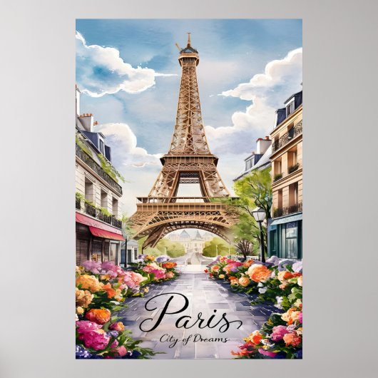 Parijse droomlandschap met Eiffeltoren Poster (Voorkant)