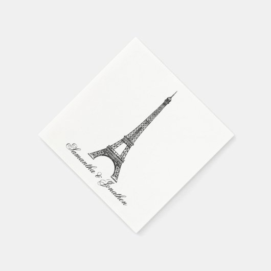 Parijse Eiffeltoren bruiloft aangepaste servetten (Hoek)