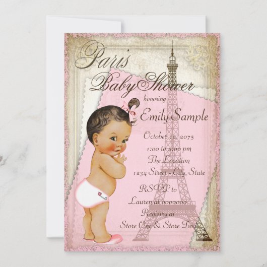  Parijse etnische baby meisje douchen Kaart (Voorkant)