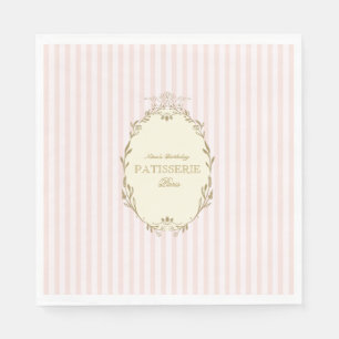 Parijse Franse Patisserie Vintage Feest Roze  Servet