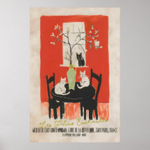 Parijse Kat Kunstprint Les Chats Enchantés