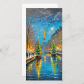 Parijse kerstnacht feestdagenkaart (Voorkant / Achterkant)
