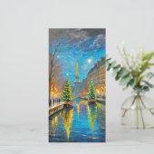 Parijse kerstnacht feestdagenkaart (Staand voorkant)
