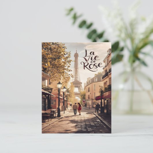 Parijse liefdesverhaal Een wandeling met de Eiffel Briefkaart (Staand voorkant)