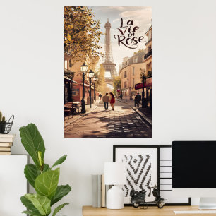 Parijse liefdesverhaal Een wandeling met de Eiffel Poster
