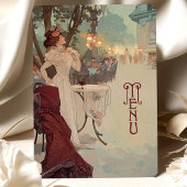 Parijse Nacht Art Nouveau Trouwmenu Kaart