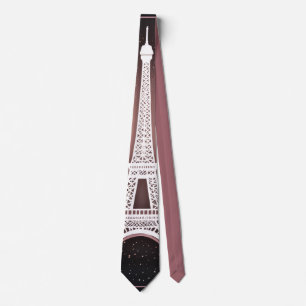 Parijse Nacht Zilveren Eiffeltoren Blush Roze Chic Stropdas