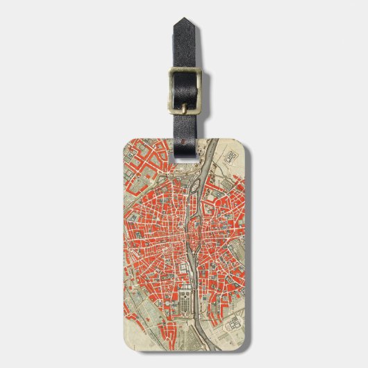  Parijse reiskaart. Retro oude stad van Frankrijk Bagagelabel (Voorkant verticaal)