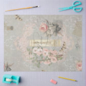  Parijse roze bloemen Eiffeltoren - Ontkoppeling Tissuepapier (Craft)