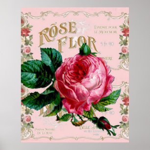 Parijse roze Mode, bloemkunst Poster