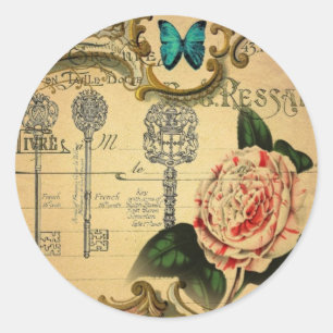 Parijse sleutels Camellia Frans Botanisch Ronde Sticker