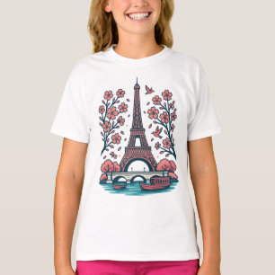 Parijse souvenir Eiffeltoren Paris Cherry Tree T-shirt
