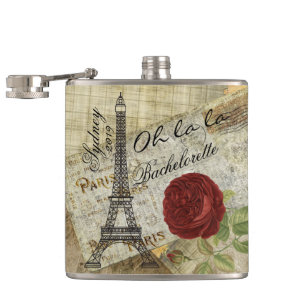 Parijse stijl - Red Rose - Bachelorette Heupfles