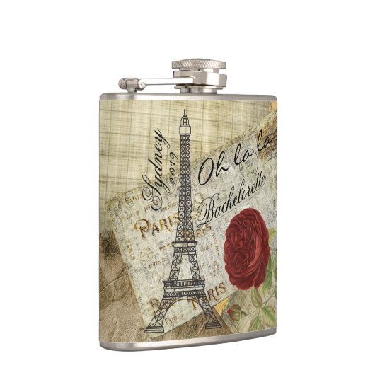 Parijse stijl - Red Rose - Bachelorette Heupfles (Rechts)