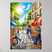 Parijse straatbeeld met Eiffeltoren Poster (Voorkant)