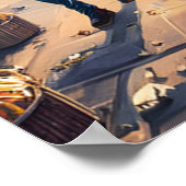 Parijse straatbeeld met Eiffeltoren Poster (Hoek)