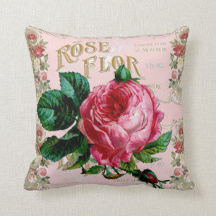 Parijse Typografie, Roos Countrycottage Kussen