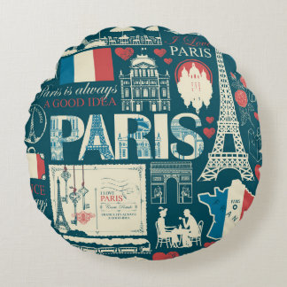 Parijse Vintage: Franse Republiek Elegantie Rond Kussen