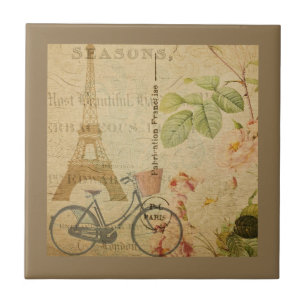 Parijse Vintage Met Eiffeltoren Tegeltje