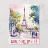 Parijse Waterverf van de Eiffeltoren Briefkaart (Voorkant)