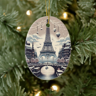 Parijse Winter Elegance - Kerstmis in de stad Keramisch Ornament