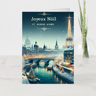 Parijse winter elegantie folie feestdagenkaart