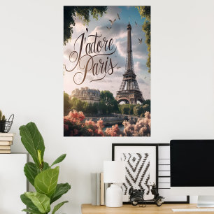 Parijse zonsondergang met Eiffeltoren Poster