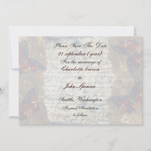 -Parijzenaar, behalve de datum Save The Date (Achterkant)