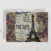 -Parijzenaar, behalve de datum Save The Date (Voorkant / Achterkant)