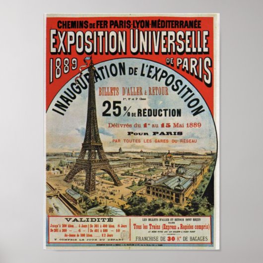 Paris 1889 - Expostion Universelle Weltausstellung Poster (Voorkant)