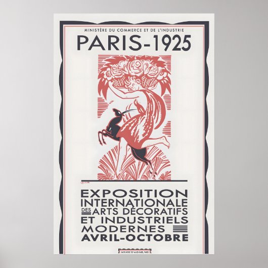 Paris 1925 Art Deco Exhibition Poster Framed or (Devant)