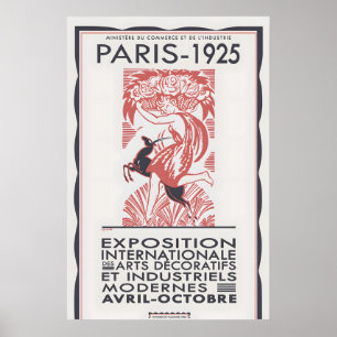Paris 1925 Art Deco Tentoonstelling Poster Ingelij