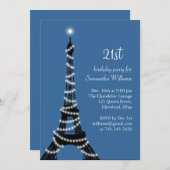 Paris 21e anniversaire Invitation en bleu (Devant / Derrière)
