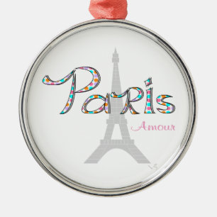PARIS Amour met Eiffeltoren Metalen Ornament