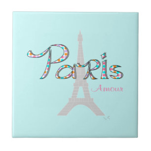 PARIS Amour met Eiffeltoren Tegeltje