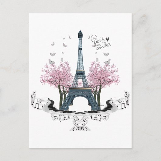 Paris Amour Wrapped Canvas Print Briefkaart (Voorkant)