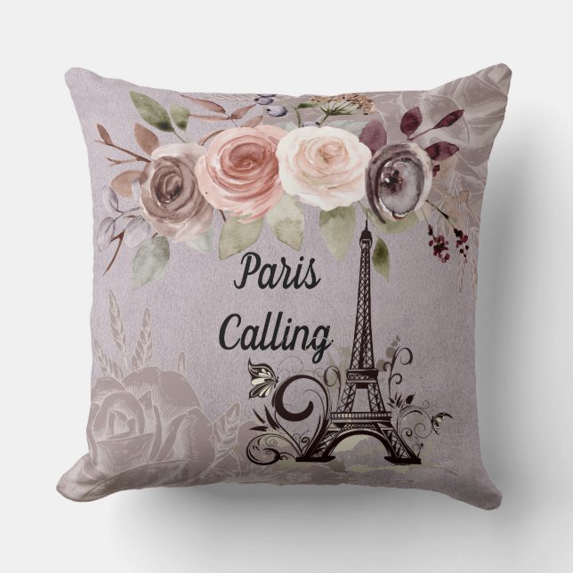 Paris Appelle Floral Mocha Coussin réversible (Recto)