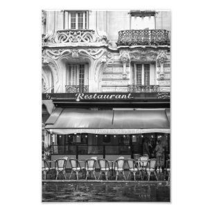 Paris Art Nouveau Cafe - Black en White - Foto Afdruk