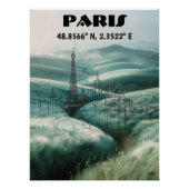 París: Arte de línea con Coordenadas. Perfect Poster (Voorkant)