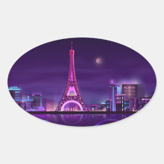 Paris at night ovale sticker